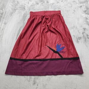 Vintage 70s W.C.C. West Coast Connection Skirt Women 9/10 Red Purple Embroidered